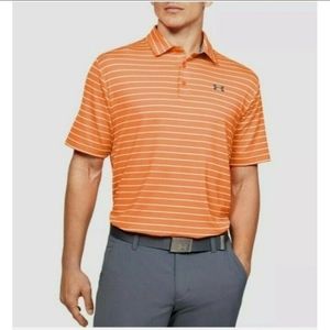 Under Armour Playoff Polo Tour Shirt Orange Spark 1351130-841 Mens